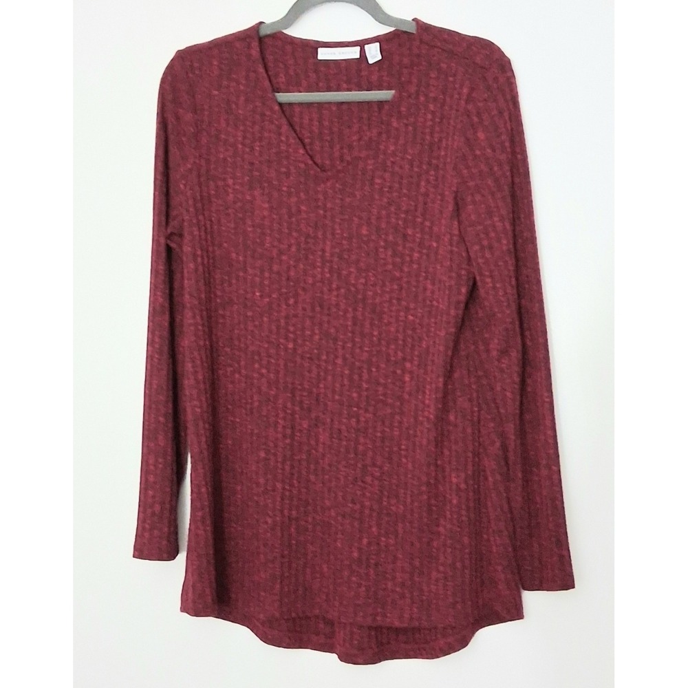 Susan Graver Ribbed Sweater Size Small Knit Tunic with Hi-Low Hem Valentines